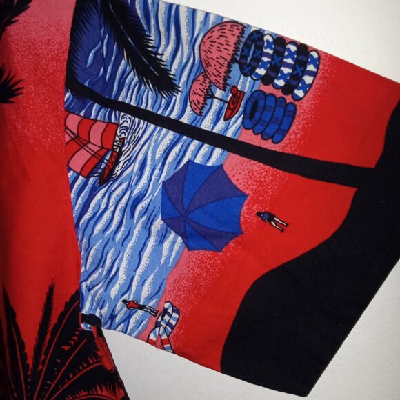 Hawaiian Cabana Print Men Shirt  Multicolor - Picture 6 of 9